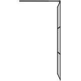 Pregrada za tuš s policom crna 80 x 195 cm s mutnim staklom ESG | shoptok.hr