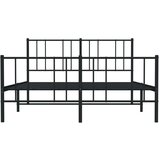 vidaXL Kovinski posteljni okvir z vzglavjem in vznožjem črn 140x190 cm | Shoptok.si