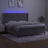  box spring s madracem LED svjetlosivi 180x200 cm baršun | shoptok.hr