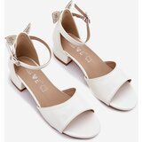 EVENTO Shiny Girls Sandals With Low Heel White Ainare | Shoptok.si