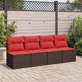  2-dijelni set vrtnih sofa poliratan i bagrem s jastucima smeđi | Eponuda.com