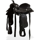 vidaXL Western sedlo, uzda in oprsnica pravo usnje 12" črne barve | Shoptok.si
