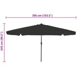  Vrtni suncobran S LED lampica Crna 395 x 395 x 245 cm Poliester | shoptok.hr
