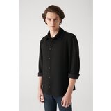 Avva Men's Black Faux Suede Snap-On Comfort Fit Relaxed Cut Shirt Cene