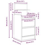 vidaXL Noćni ormarić s 2 ladice staro drvo 38x34x80 cm | shoptok.hr