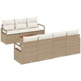 vidaXL set od 8 komada vrtne sofe s jastučićima bež poli ratan i akacija, 2-sjedna vrtna sofa s pohranom i jastučićima bež poli ratan Cijene