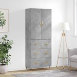 vidaXL Visoka komoda siva betona 69 5x34x180 cm od konstruiranog drva | shoptok.hr