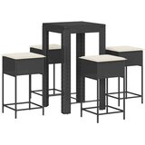  5-dijelni vrtni barski set od poliratana s jastucima crni Crna 60.5 x 60.5 x 110.5 cm | Shoptok.si