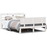 vidaXL Posteljni okvir z vzglavjem bel 140x200 cm trdna borovina | Shoptok.si