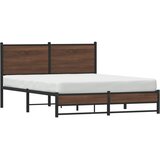  Metalni okvir kreveta bez madraca smeđa boja hrasta 137x190 cm | shoptok.hr