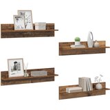Police na zidu s policom 4 pcs Staro drvo 80 x 11,5 x 18 cm | shoptok.hr