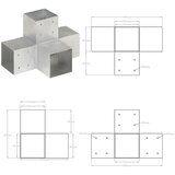 Spojnik za stupove u X-obliku od pocinčanog metala 101 x 101 mm | shoptok.hr