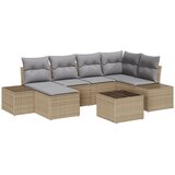 vidaXL Set Kauča za Vrt 7 dijelova Bež i siva Ratan, Poliester | shoptok.hr