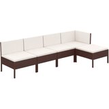The Living Store Vrtna sedežna garnitura 5-delna z blazinami poli ratan rjava - Vrtna Sedežna Garnitura, (21422319) | Shoptok.si