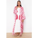 Trendyol Fuchsia Tropical Patterned Long Woven Kimono & Kaftan | Shoptok.si