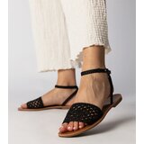 Gemre Black braided flat sandals Mires | shoptok.hr