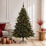  Umjetno božićno drvce s kuglicom 150 cm 150 LED lampica - Zelena 150 cm s LED-ima i crnim lopticama | shoptok.hr