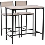  Set barskog stola i 2 barske stolice s naslonom prirodna+crna u
