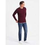 Ombre Men's cotton sweater with round neckline - maroon | Eponuda.ba