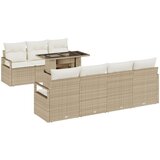 vidaXL 8-dijelni vrtni sofa set s jastučićima bež poli ratan, 2-sjedalni vrtni sofa s pohranom i jastučićima bež poli ratan Cijene