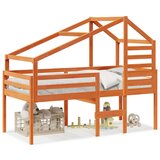  The Living Store Visoka postelja s streho voščeno rjava 75x190 cm trdna borovina - Visoka Postelja, (21495748) | Shoptok.si