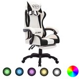 vidaXL igraća stolica s rgb led svjetlima crno-bijela od umjetne kože cijene