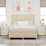  LED Box Spring Krevet s uzglavljem Krema 140 x 200 cm tkanina | shoptok.hr