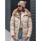 DStreet Kurtka damska zimowa NORDKOLL pikowana z kapturem jasno beżowa | Shoptok.si