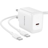  Zidni punjač s kabelom Type-C na Type-C Borofone Fuente GaN Type-C QC3.0 PD 40W bijeli | Shoptok.si