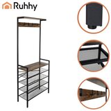 Ruhhy 27038 stalak za cipele 79 cm – metalni organizer s drvenim policama (3 razine, loft dizajn) | Shoptok.si