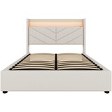 Lumor Postelja s predalom 140x190 cm – laneno blago – z LED in USB-priključkom – bež, (22151470) | Shoptok.si