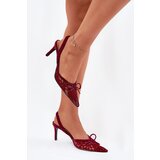 Boto Lace High Heels With Open Back Burgundy Annivirae | ePonuda.com