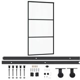 vidaXL Drsna vrata z opremo ESG steklo in aluminij 102x205 cm | Shoptok.si