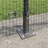 vidaXL varjena žična ograja z 7 flangiranimi stebri siva 0.4x10 m jeklo | Shoptok.si