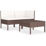 Maison Chic Seti vrtnega pohištva - Vrtna garnitura - Vrtni pohištvo set z blazinami 3-delna poli ratan rjava, (21797829) | Shoptok.si