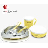 VIIDA Soufflé dječji set posuđa antibakterijski nehrđajući čelik, žuta | shoptok.hr