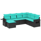 vidaXL Vrtni set od 7 dijelova s jastucima crni poliratan - Crna i plava Bez stola 1 | shoptok.hr