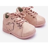 Kesi Lace-up leather shoes with butterfly pink avi Cene