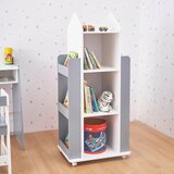 Kinder Home 360° Rotirajuća Sekcija ROCKET s Policama na 4 Nivoa, Drvena - za Čuvanje Knjiga i Igara Bijelo/Siva | shoptok.hr