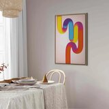  Slika - Colorful Turns - Dynamic Composition in Shades of Yellow Pink and Blue 80x120 U prirodnom drvenom okviru | shoptok.hr