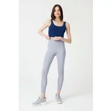 LOS OJOS Gray High Waist Consolidator Sports Leggings with Stitching Detail