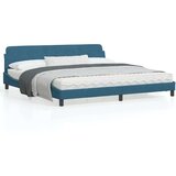  Posteljni okvir z vzglavjem moder 200x200 cm žamet | Shoptok.si