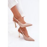 Boto Patented High Heels With Open Back And Pointed Toes Beige Rivori | Shoptok.si