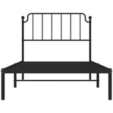 Metalni Kovinski posteljni okvir z vzglavjem črn 100x190 cm | Shoptok.si