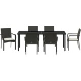  Vrtni set za blagovanje s jastukom 7 pcs Crna 200 x 80 x 73 cm | shoptok.hr