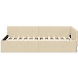 vidaXL Kotna postelja krema 90 x 190 cm Tkanina in oblikovan les | Shoptok.si