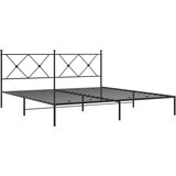  The Living Store Kovinski posteljni okvir z vzglavjem črn 183x213 cm - Posteljni Okvir, (21445891) | Shoptok.si