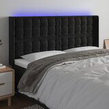 vidaXL LED posteljno vzglavje črno 183x16x118/128 cm žamet | Shoptok.si