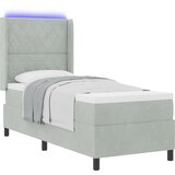 vidaXL Bok špring krevet s madracem i LED svjetlom svijetlosiva 80x200 cm baršun | shoptok.hr