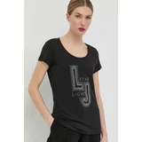 Liu Jo Bombažna kratka majica črna barva